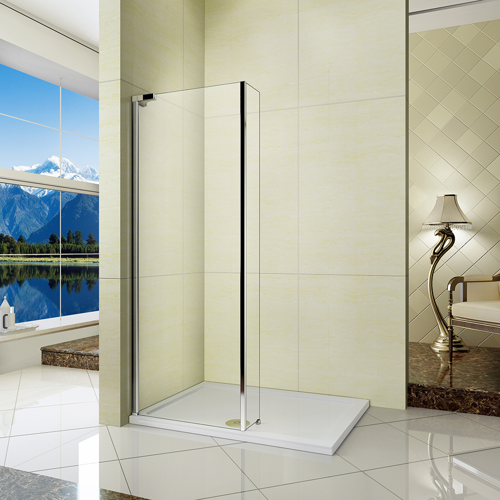 1850mm LShape Walk in Wet Room Shower Enclosure Glass Screen Fixed Return Panel eBay