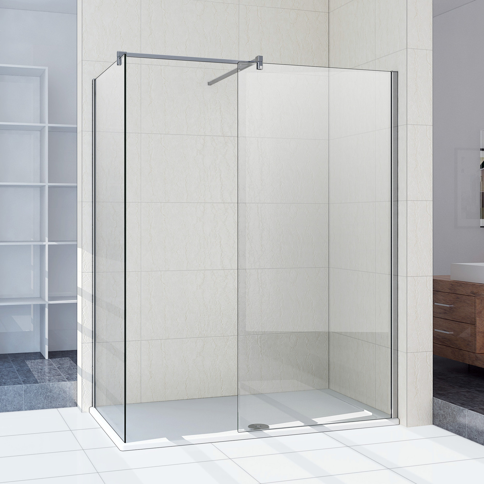 New Wet Room Walk In Shower Enclosure Glass Screen Door Panel eBay
