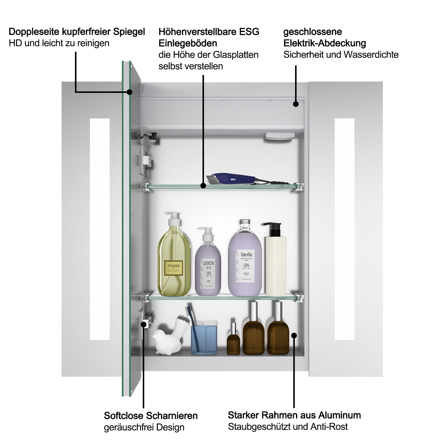 LED Spiegelschrank Badezimmerspiegel Badschrank mit LED Beleuchtung