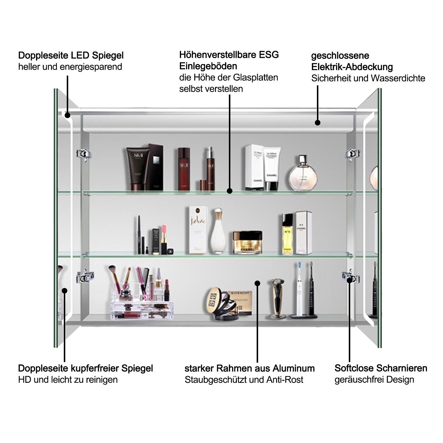 LED Spiegelschrank Badezimmerspiegel Badschrank mit LED Beleuchtung