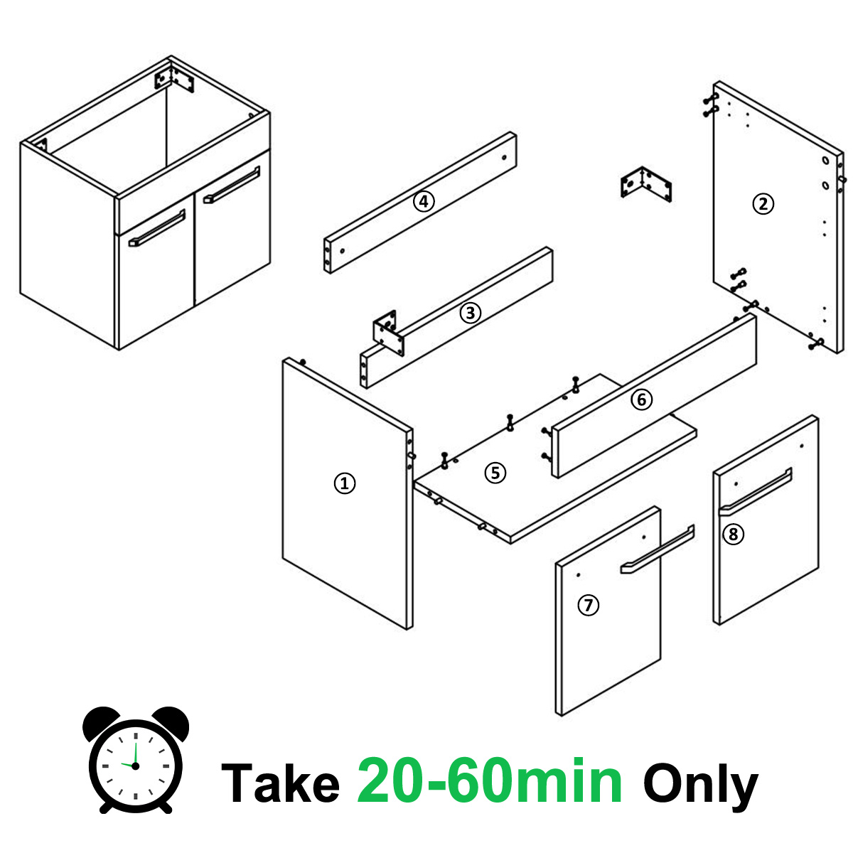 Bathroom Vanity Unit with Basin Sink Wall Hung / Freestanding Storage White 600 eBay