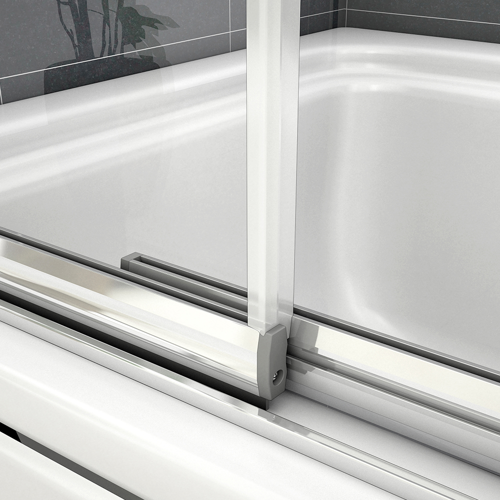 800x1400mm Over Bath Sliding Shower Screen Straight Framed Door Glass