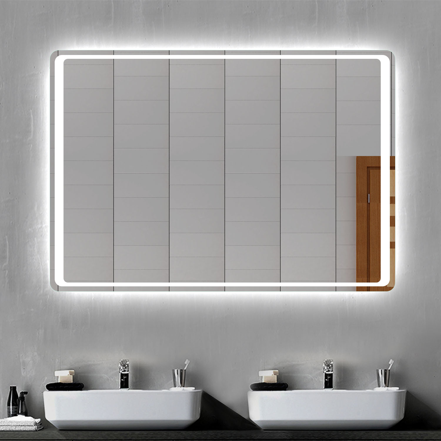Bathroom LED Mirror Illuminated Lights with Demister Touch Sensor Make