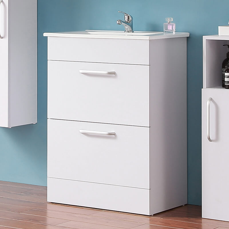 Freestanding Vanity Unit Home Bathroom Sinks 600mm White丨doors